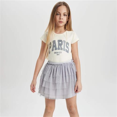 دامن تور طبقه ای طوسی