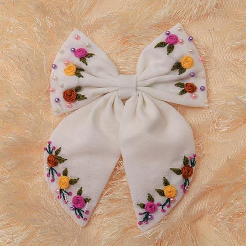 گیره پاپیون سفید گلدوزی کد 44033