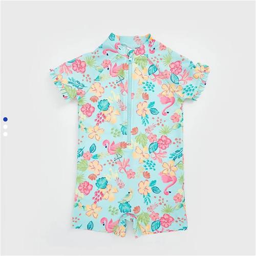 مایو استین دار سبز طرح فلامینگو دخترانه کد 22012588