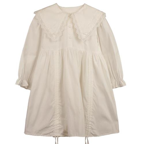 پیراهن سفید یقه گیپوری کد 9009