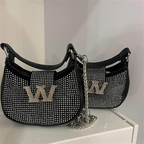 کیف wang نگینی مشکی کد 44411