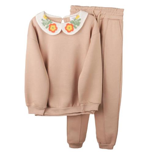 بلوز شلوار کرم یقه گلدوزی مارک zara کد 002064588