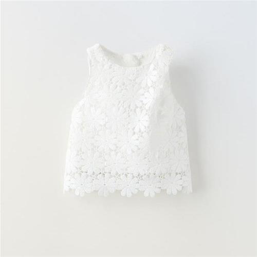 تاپ سفید گیپور پولکی برجسته مارک ZARA کد 00209827