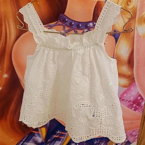 تاپ حاشیه گلدار سفید کرم کد 72