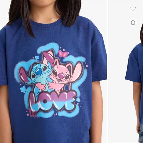 تیشرت سرمه ای طرح استیچ دخترانه