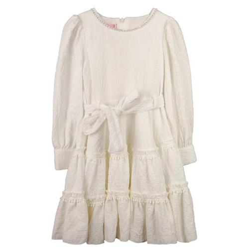 پیراهن سفید یقه نگینی کد 0994485