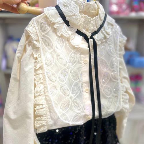 شومیز مجلسی کرم اکلیلی دخترانه کد 70054