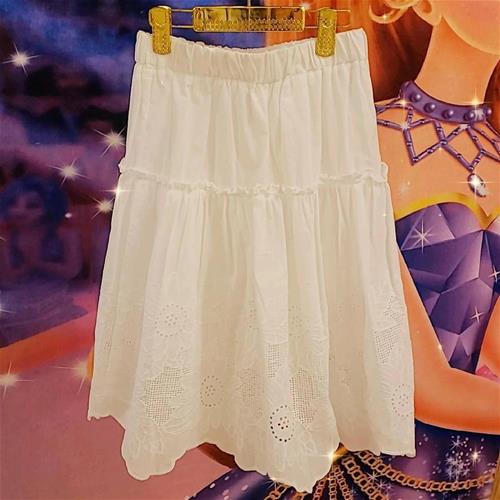 دامن حاشیه گلدار سفید وکرم کد 7676543