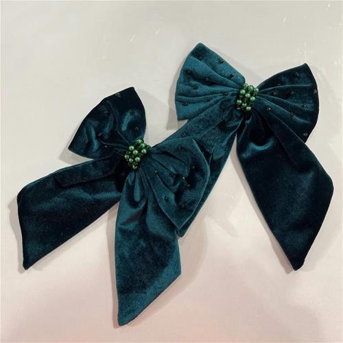 گیره پاپیون مخمل سبز کد 1892