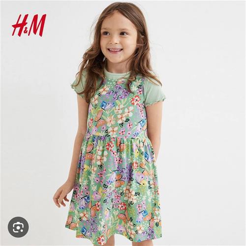 پیراهن نخی سبز مارک h&m کد