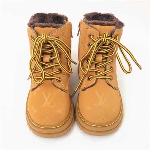 نیم بوت خردلی جیر داخل پشمی طرح lv کد 53