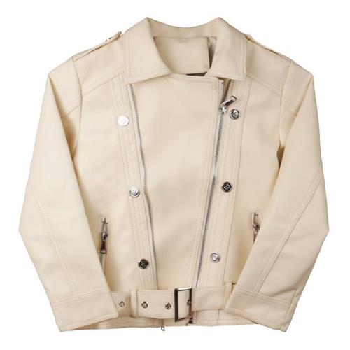 کاپشن چرم کرم دخترانه کد 3001