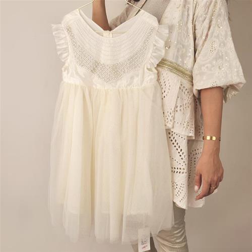 پیراهن توری یقه مرواریدی کد