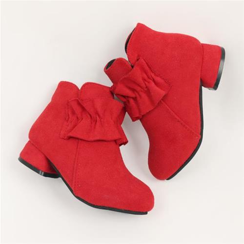 نیم بوت پاشنه دار جیر قرمز کد 220365885