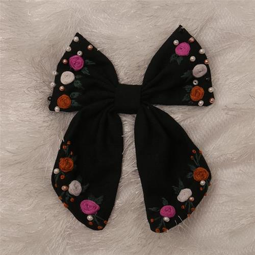 گیره پاپیون مشکی گلدوزی کد 44033