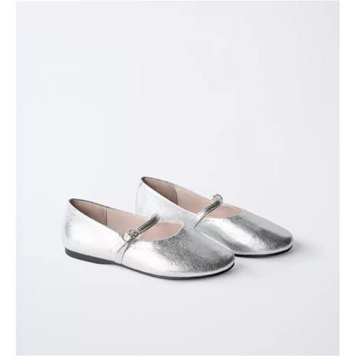 صندل جلو بسته نقره ای براق دخترانه ZARA کد 20125555