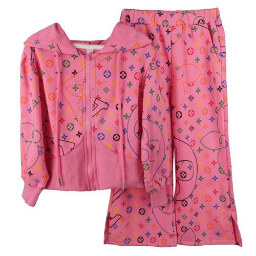 سوییشرت شلوار صورتی طرح lv کد 010225552