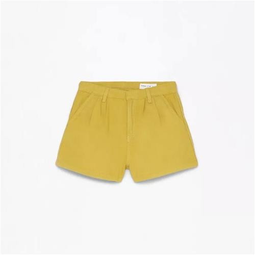 شلوارک خردلی کتان تابستانه کد 01202502