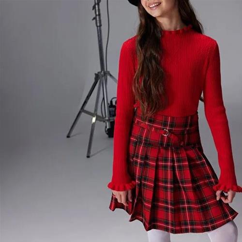 دامن قرمز مشکی چهارخانه دخترانه کد 1102102555