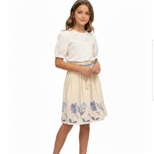 دامن کرم نخی گلدوزی شده مارک kotton کد03255656