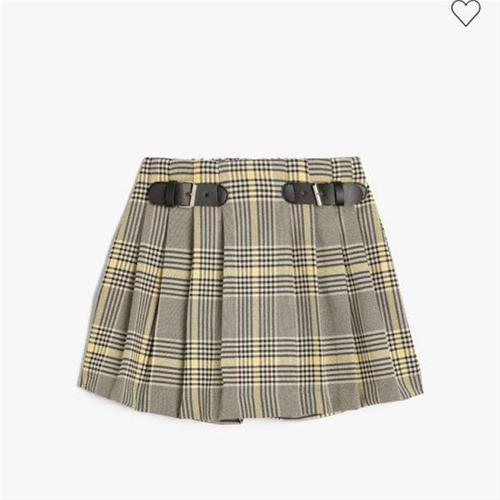 دامن شلوای چهارخونه کرم لیمویی مارک kotton