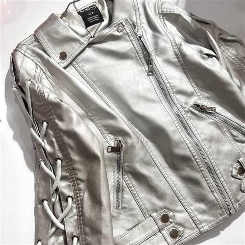 کت چرم نقره ای فشن دخترانه کد 980060