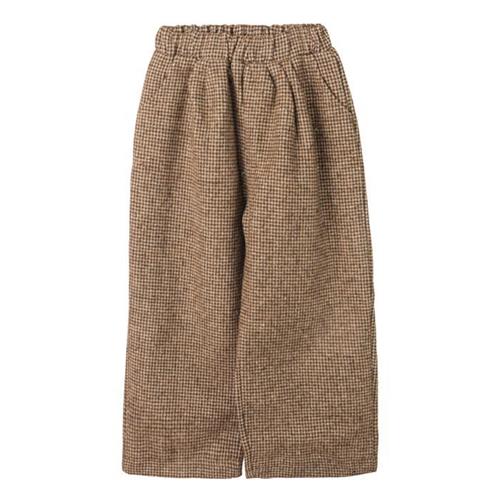 شلوار پشمی چهار خونه کرم قهوه ای کد 60076