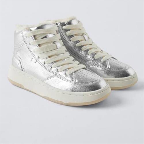 نیم بوت نقره ای داخل پشمی مارک zara