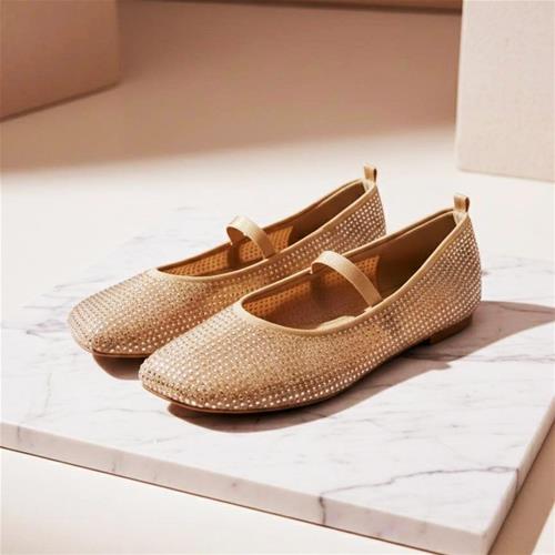 کفش عروسکی نگینی طلایی برند H&M کد020303022