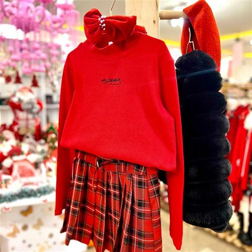 بلوز قرمز یقه 3 سانت دخترانه کد 0020551