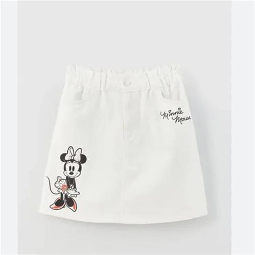 دامن سفید کتان کارتونی طرح مینی کد 2202068