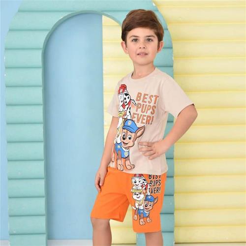 2 تیکه تیشرت شلوارک نخی پسرانه طرح سگهای نگهبان ترک