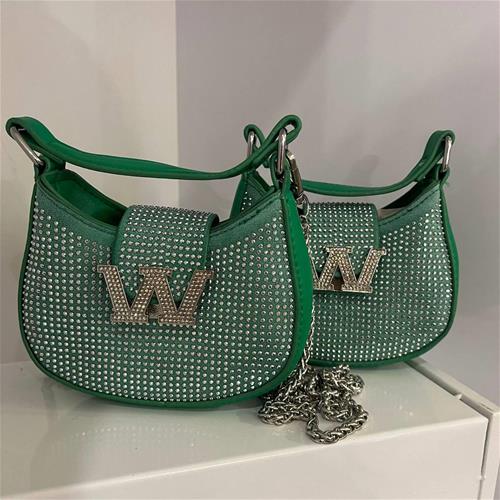 کیف wang نگینی سبز کد 44411