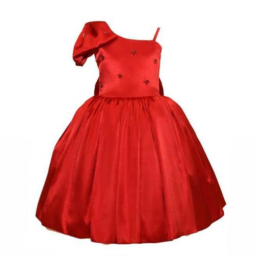 پیراهن ساتن قرمز شیک مجلسی کد 18056